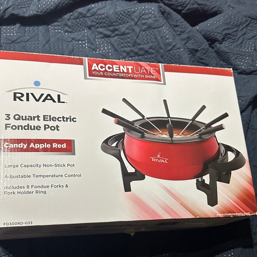Rivalry Threads Candy Apple Red Electric Fondue Pot